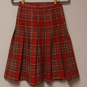Vintage Barbara Fields XS Red Plaid Midlength Skirt